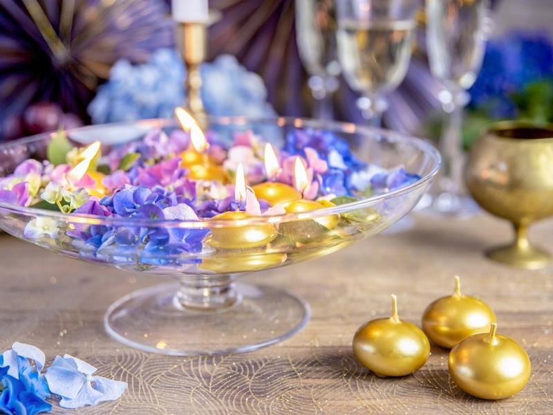 Floating Candle, Metallic, Gold, 4cm, 1pc