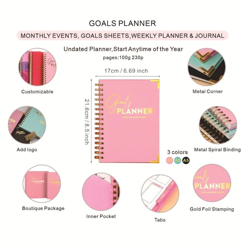 Elegant Daily Schedule Notebook With Firm Cover And Metal Corners Perfect For Work Or School