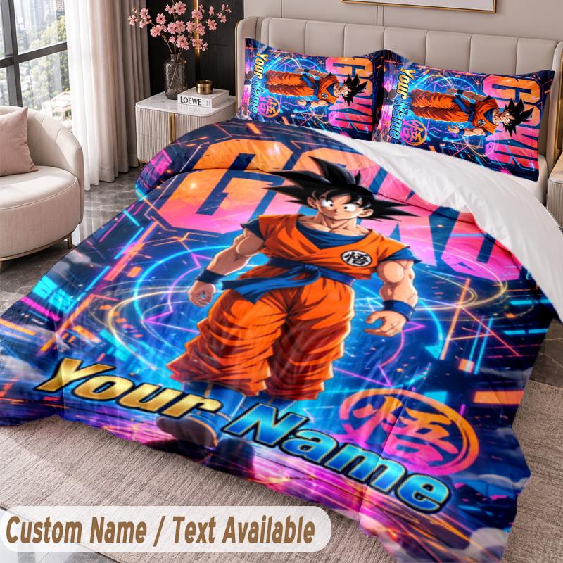 Custom Name Text 3Pcs Bedding Set Dragon Ball Duvet Cover And Two Pillowcases