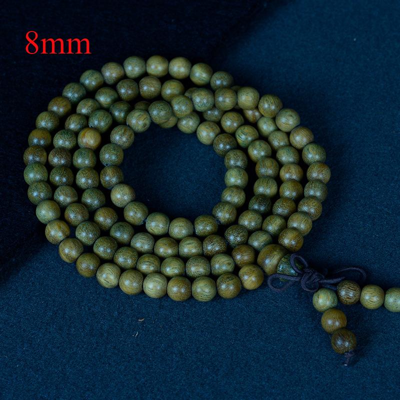 Green Sandalwood Submerged Old Material Guanyin Buddha Beads Log Sandalwood 108 Rosary Beads Cultural Play Gift Bracelet