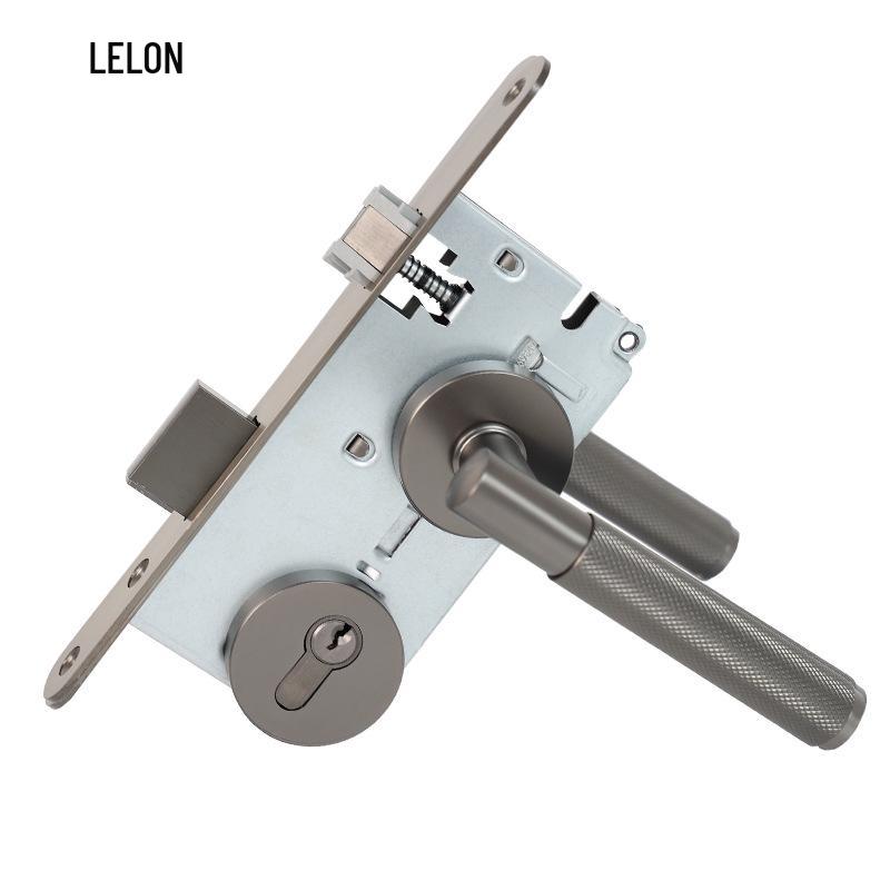 American Style Solid Gold Bedroom Door Lock with Knurled Handle