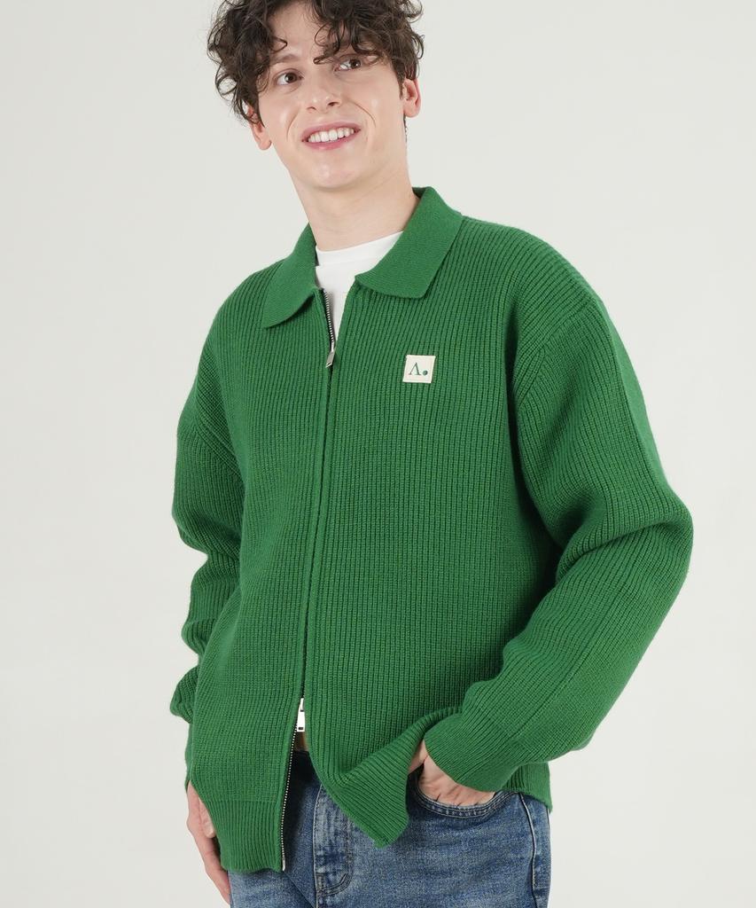 The-Abon Mousse High-Density Hacci Collar Zip-Up Navy