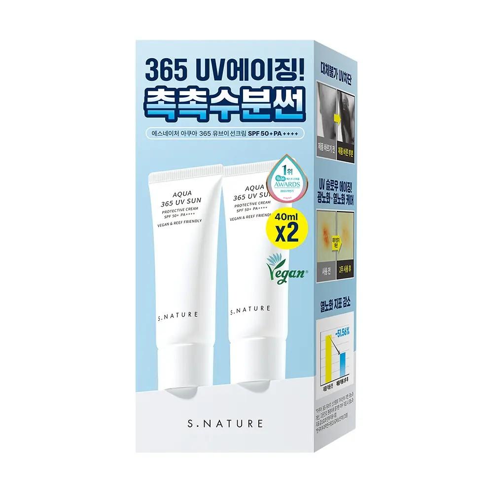 S.NATURE Aqua 365 UV Sunscreen SPF50+ PA++++ 40ml 2 Pack