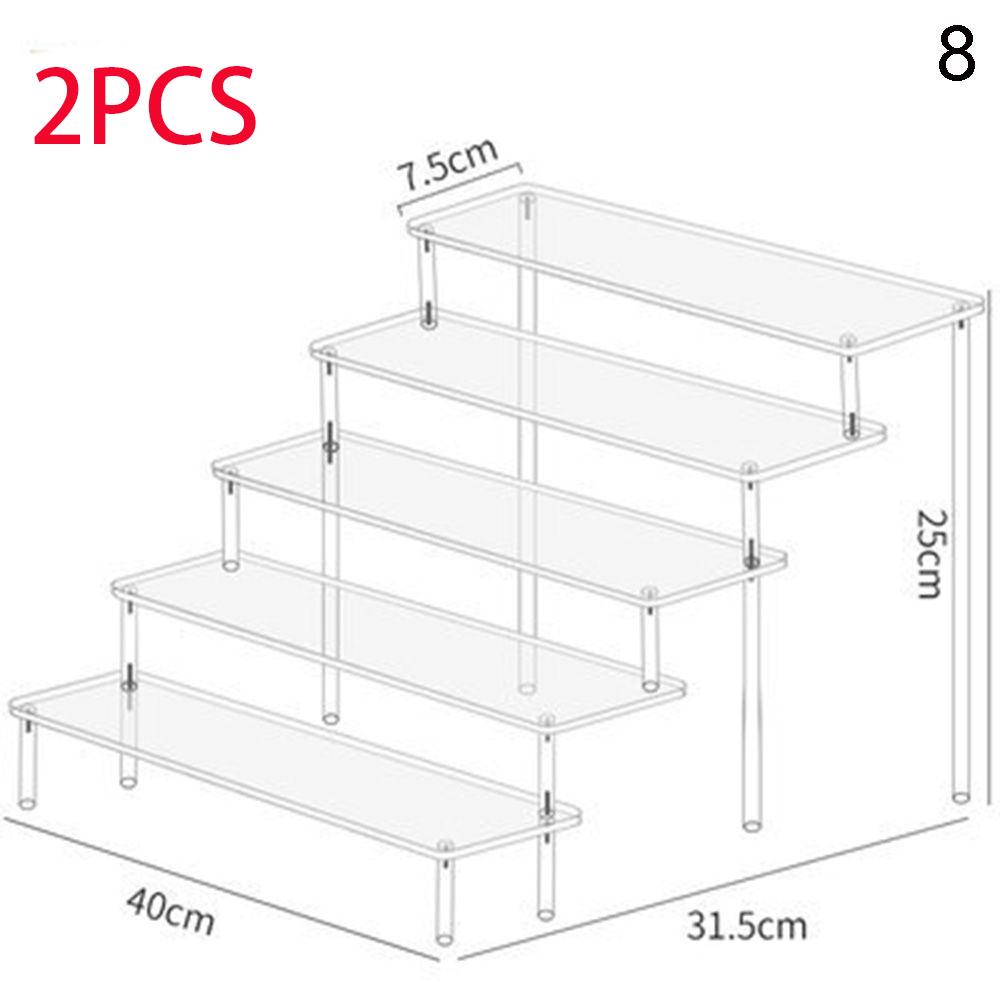 Espositore espositivo in acrilico da 1-4 livelli, espositore durevole per cupcake, bambole, profumi, mensola portaoggetti trapezoidale trasparente