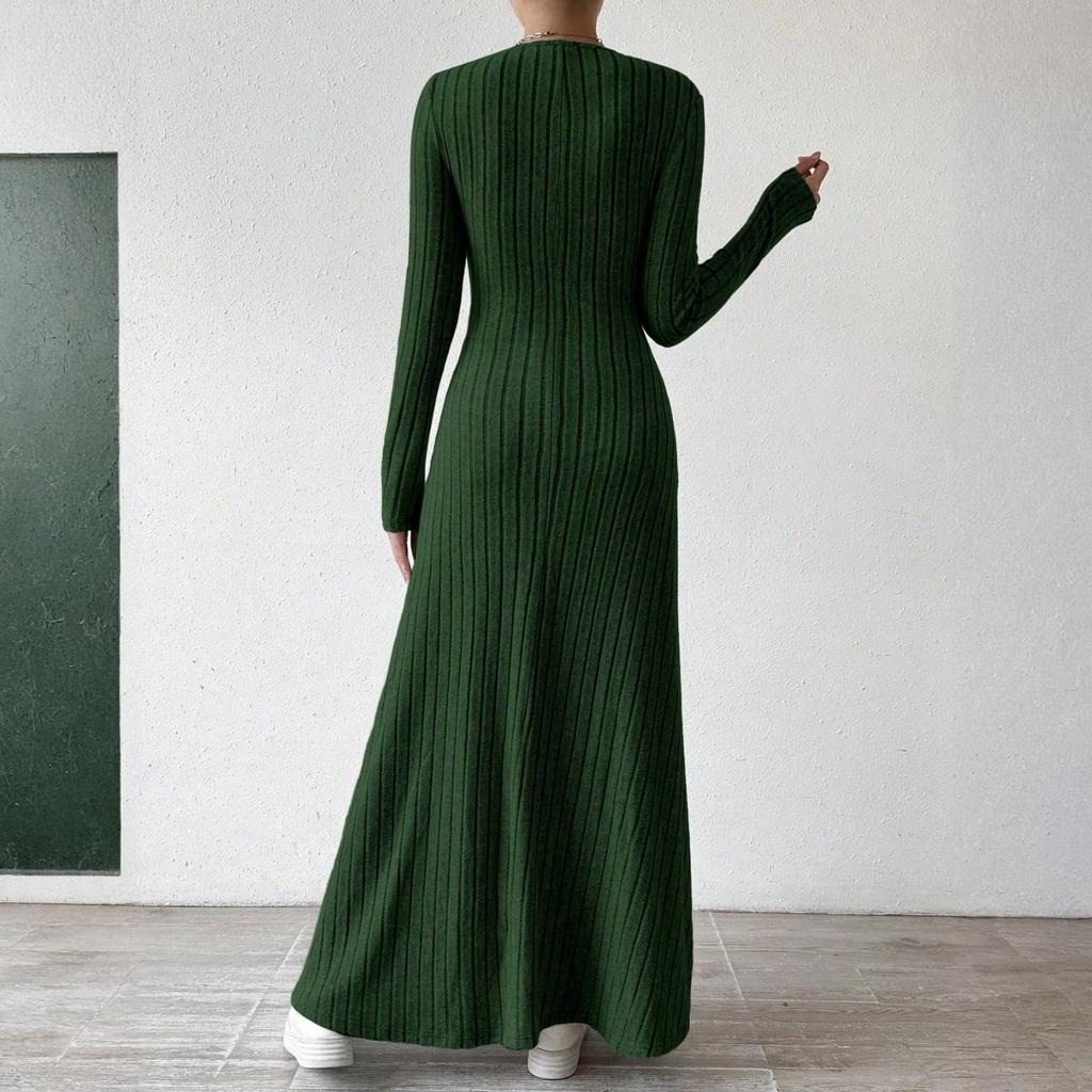 26-3-14-Women's Long Sleeve Dress Fall Casual T Shirt Loose Fit Pleated Front Dresses With Pockets2101