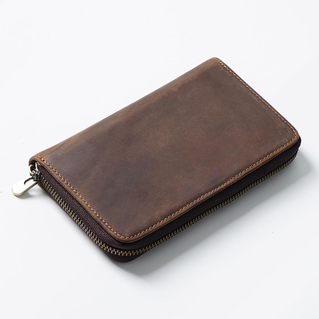 Vintage Leather Multi-Pen Zipper Case: Large Capacity, Multi-Functional Stationery Holder