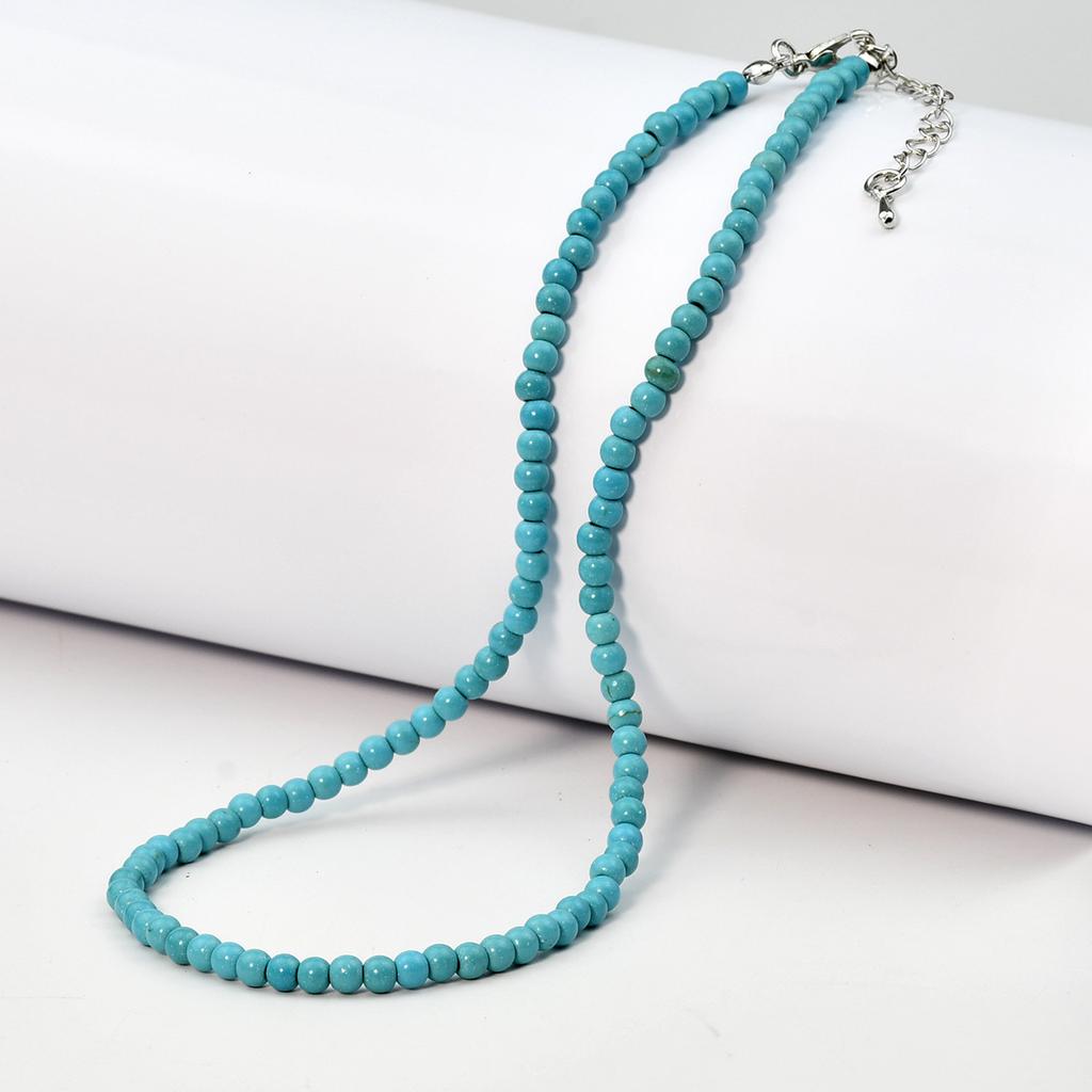 New Simple Abacus Beads Turquoise Necklace Jewelry Women's Versatile Retro Turquoise Beaded Collarbone Chain