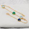 Dunlay Jewelry French Retro Niche Style S925 Silver Plated with 14k Gold Chrysoprase + White Shell Bracelet