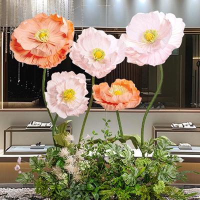 Fiore di Papavero Gigante Fatto a Mano 3D in Carta Crepla per Vetrine