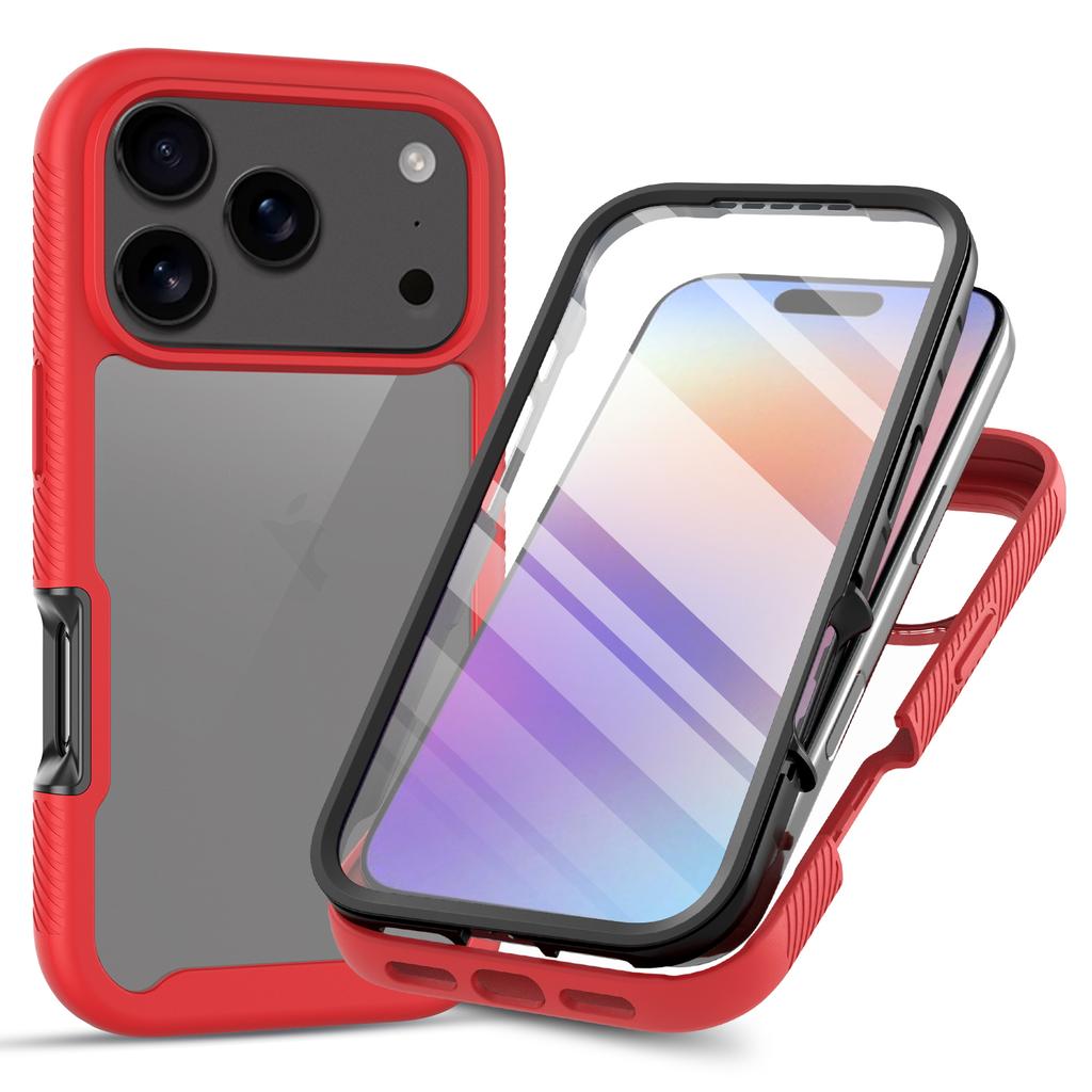 Clear Case for iPhone 17 Pro PC+TPU Phone Back Cover with PET Screen Film