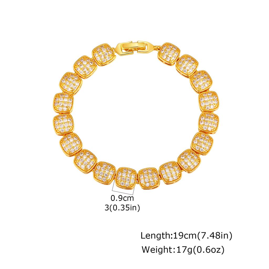 Copper Oval Flower Heart Round Zircon Bracelet Gold Bracelet Hand Jewelry PBR-261G