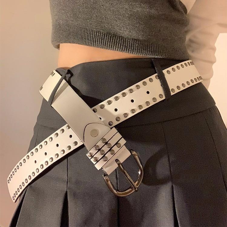 Street Punk Pu Leather Belt For Women And Men Summer 2024 With Metal Pin Buckle