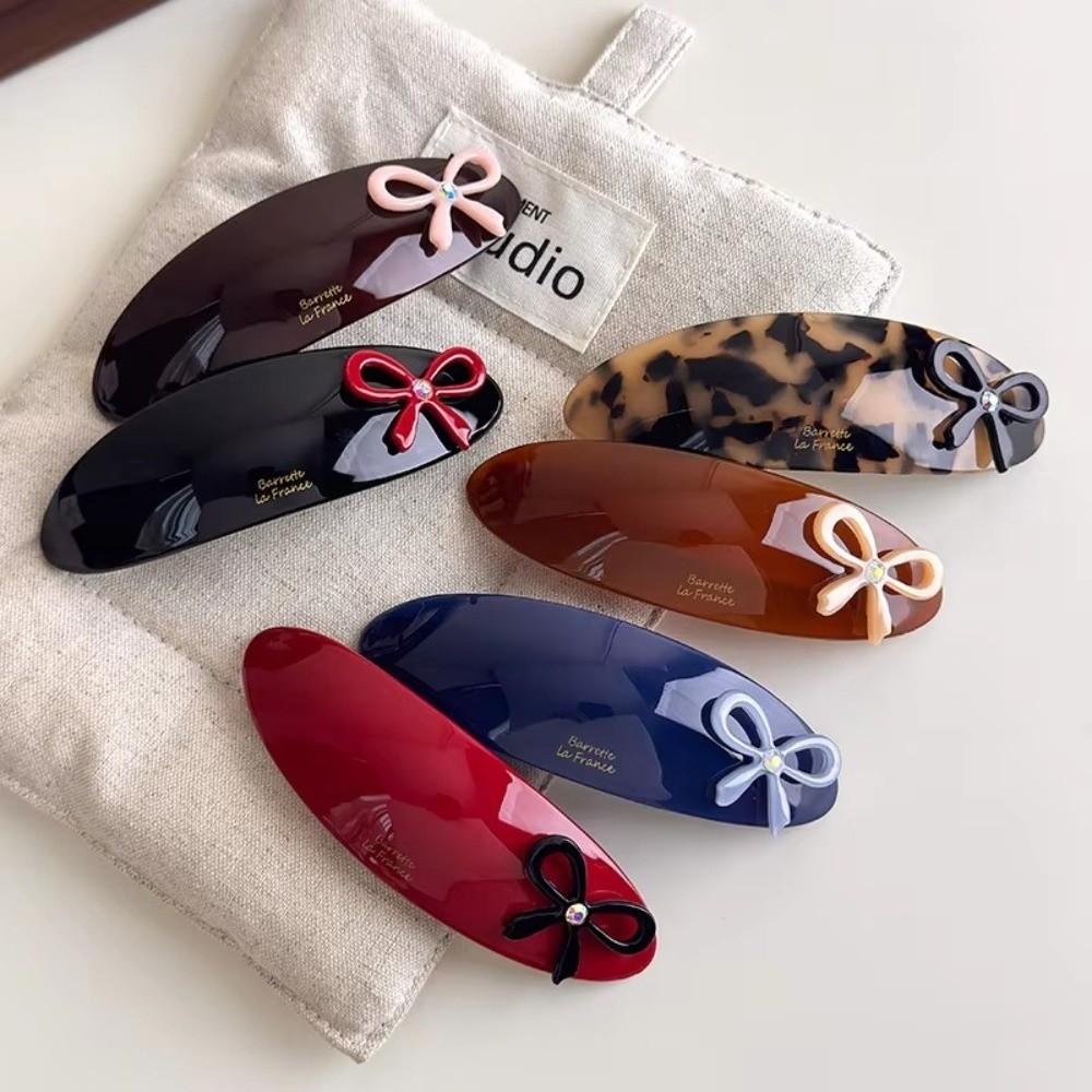 Vintage Spring Clip Hair Clips Acetate Barrettes Headdress Sweet Bow Hairpins  For Women Girls
