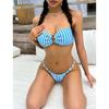 Women's Sexy Bandeau Striped Cutout Swimsuit - High-End Vacation Swimwear