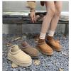 4CM Inner Height Increase~ Mary Jane Fluffy Shoes for Women In Winter, New Gray Woolen Single Shoes for Women's Thick-soled Velvet Cotton Shoes