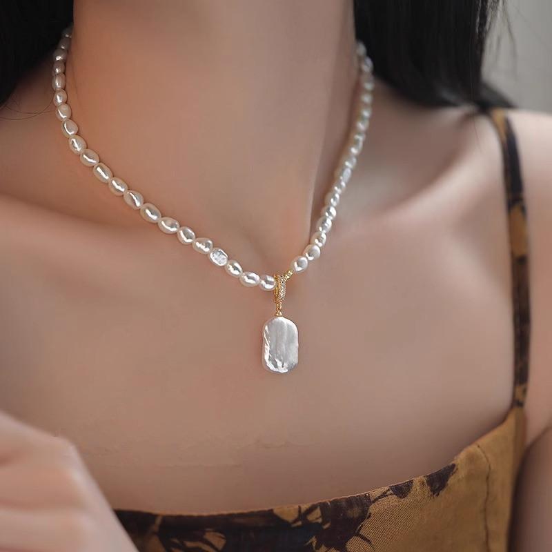 My Fine Jewelry Women's Gold 100% Natural Irregular Freshwater Pearl 14K Filled Pendant Necklace Promotion No Fade Gifts