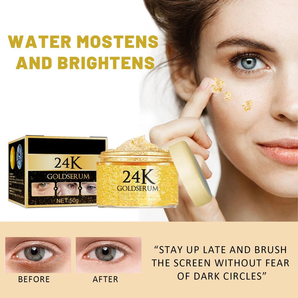 24K Gold Repair Soft and Tender Eye Cream Nourishes and Desalinutes Fine Lines, Dark Circles, Moisturizing and Tightening Eye Lenses