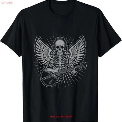 Rock Music Skull Skeleton DJ With Angel Wings Guitar Party T Shirt Vintage Washed Breathable Comfortable Designer Clothes
