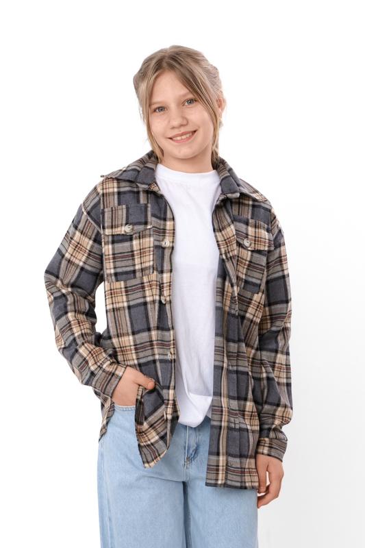 

Kids Warm Unisex Plaid Shirt with Brushed Fleece Lining, Demi-season 6417-090-1 HC 140 фелдграу
