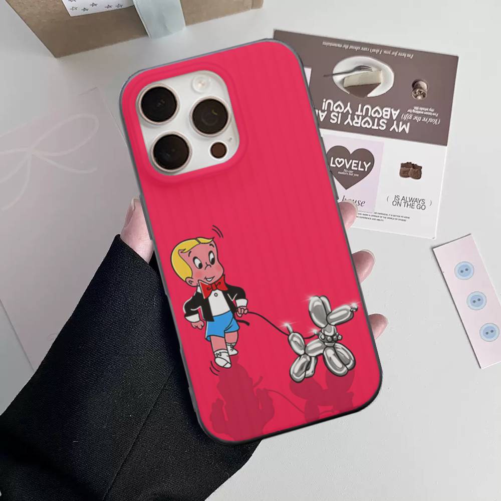 Cartoon Richie Rich For IPhone 15 16 17 14 13 12 11 Pro Max 16E 16 Plus 17 Air Corrugated Shockproof Phone Cover