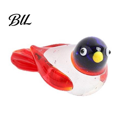 Miniature Bird Sculpture Hand Blown Glass Figurine Mini Decorative Animal Statue Desktop Decor Collectible Ornament for Home Office Table