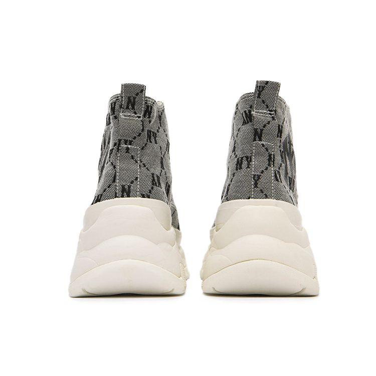 MLB Chunky High Mono Retro Comfortable Non-Slip High-Top Canvas Shoes Unisex Sneakers Gray 3ASHU311N-50GRS