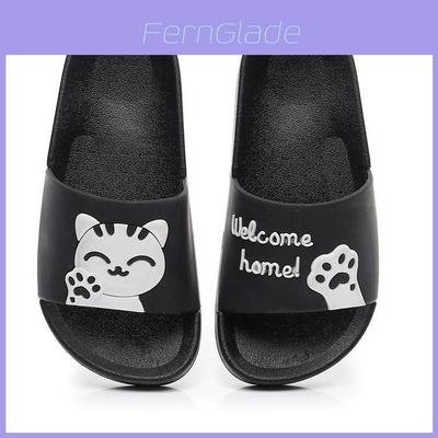 Cozy Soft Soled Men Women Summer Slippers With Adorable Cat Pattern For Couples