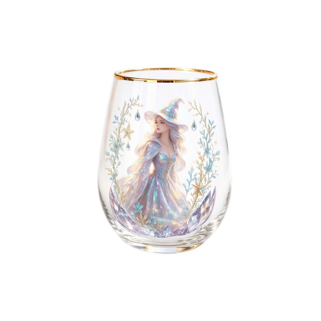 Printed Glass Cup for and Beverages, Household Drinking Tumbler with Pattern