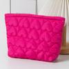 Polyester Heart Suture Handheld Makeup Bag With Breathable Design For Daily Use