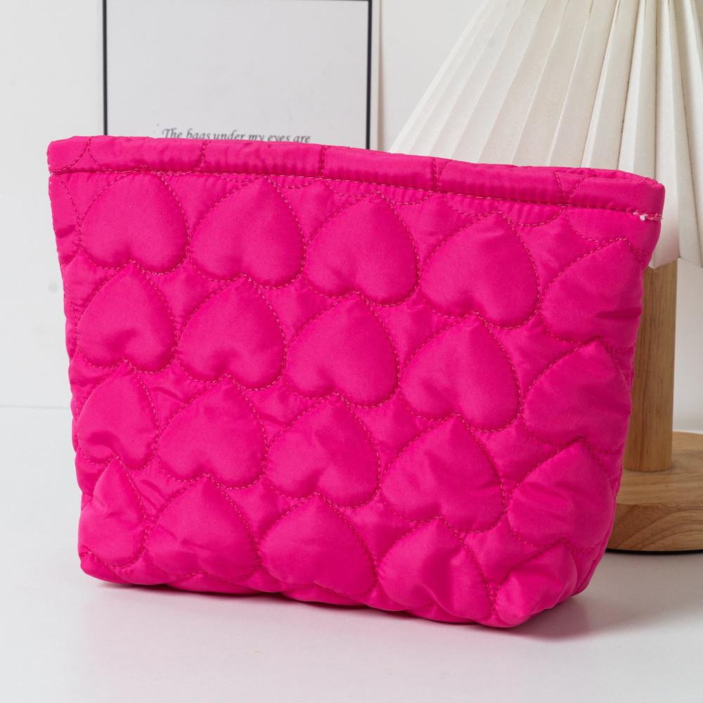 Polyester Heart Suture Handheld Makeup Bag With Breathable Design For Daily Use