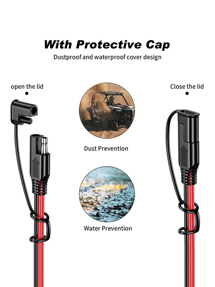 Car Extension Cable 16AWG Battery Charging Cable SAE To SAE 12V-36V Car 16 AWG Line Solar Auto Battery SAE Power Cable Connector