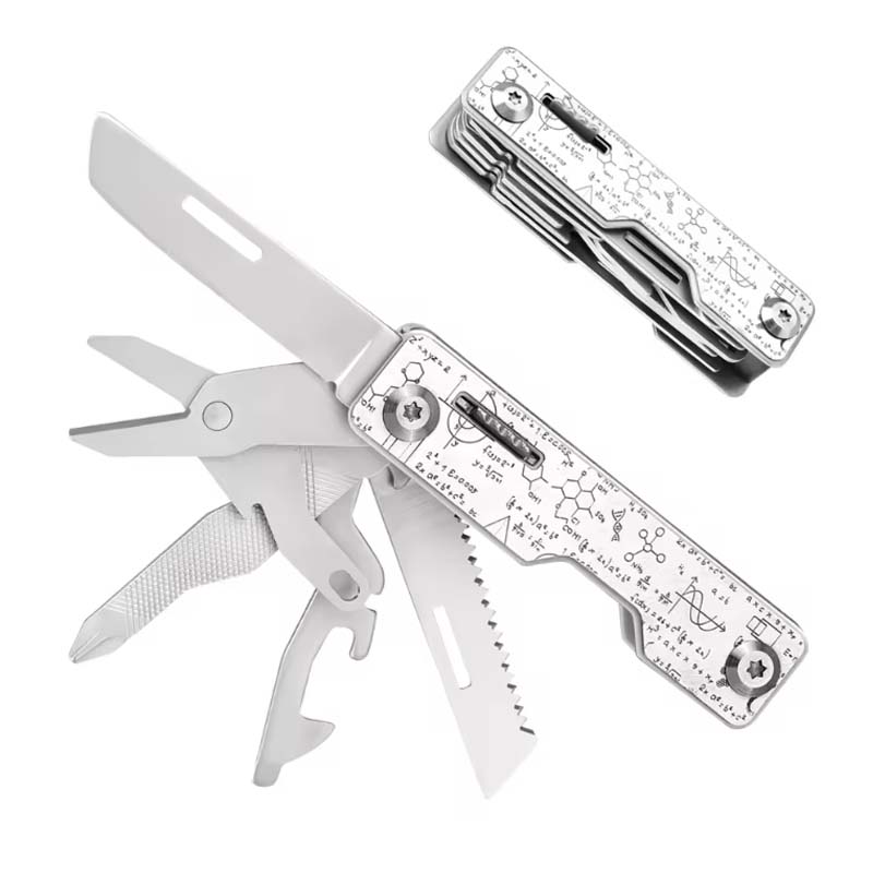 Stainless Steel Multi-Functional EDC Tool 1mm Folding Scissors Bottle Opener Screwdriver Saw Multi-Tools Set