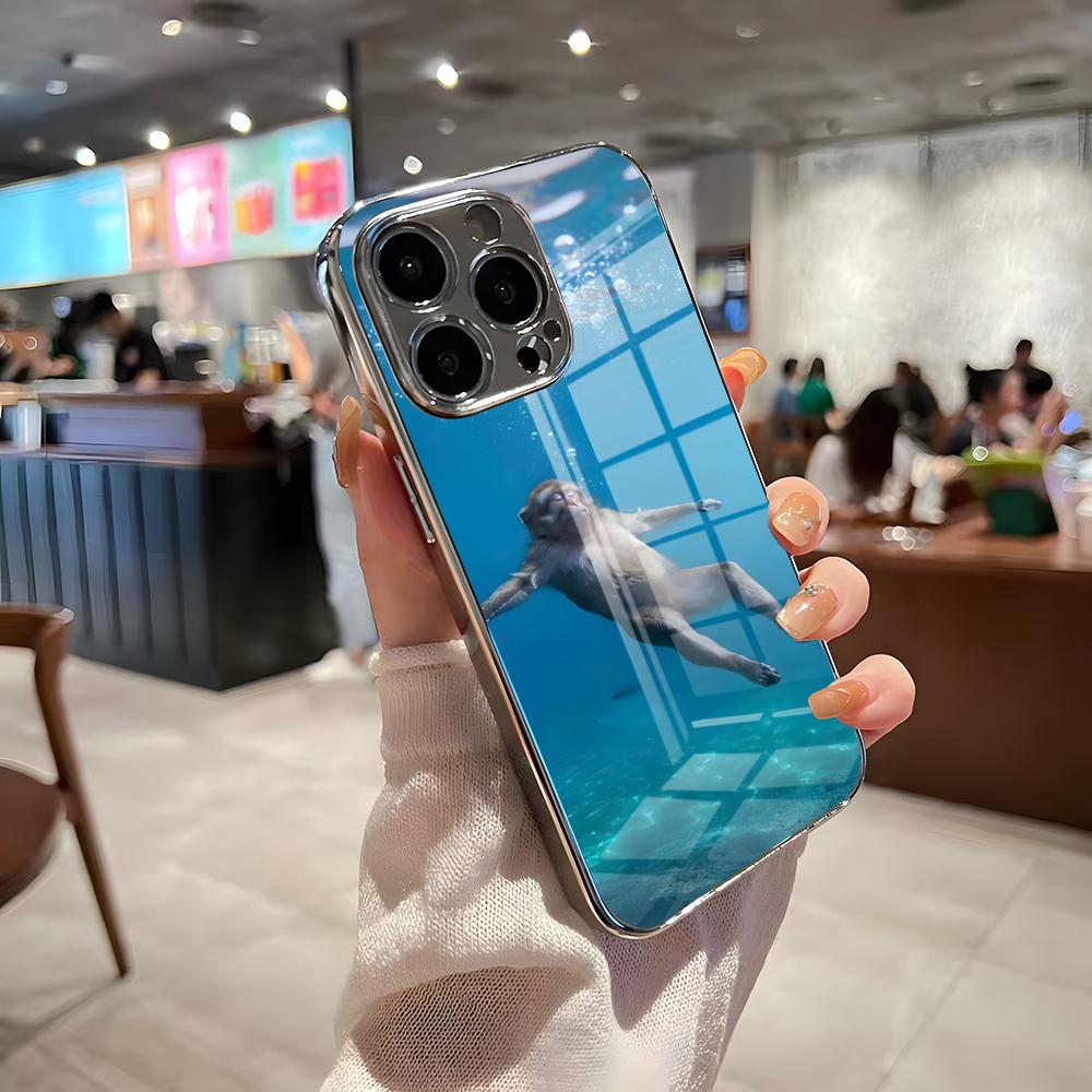 

Funny Monkey Phone Case For IPhone 17 Pro Max 15 Pro 16 14 Plus 12 13 Mini 11 Pro Shockproof Electroplated Glass Cover iPhone 13 Pro
