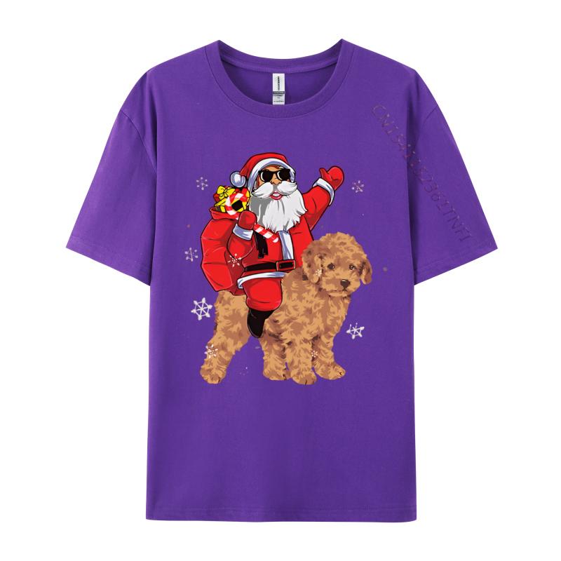 Santa Claus Ride Poodle Dog Christmas Tshirt Student TShirts Unisex Vintage Tee Shirts High Quality Xs Graphic T Shirts