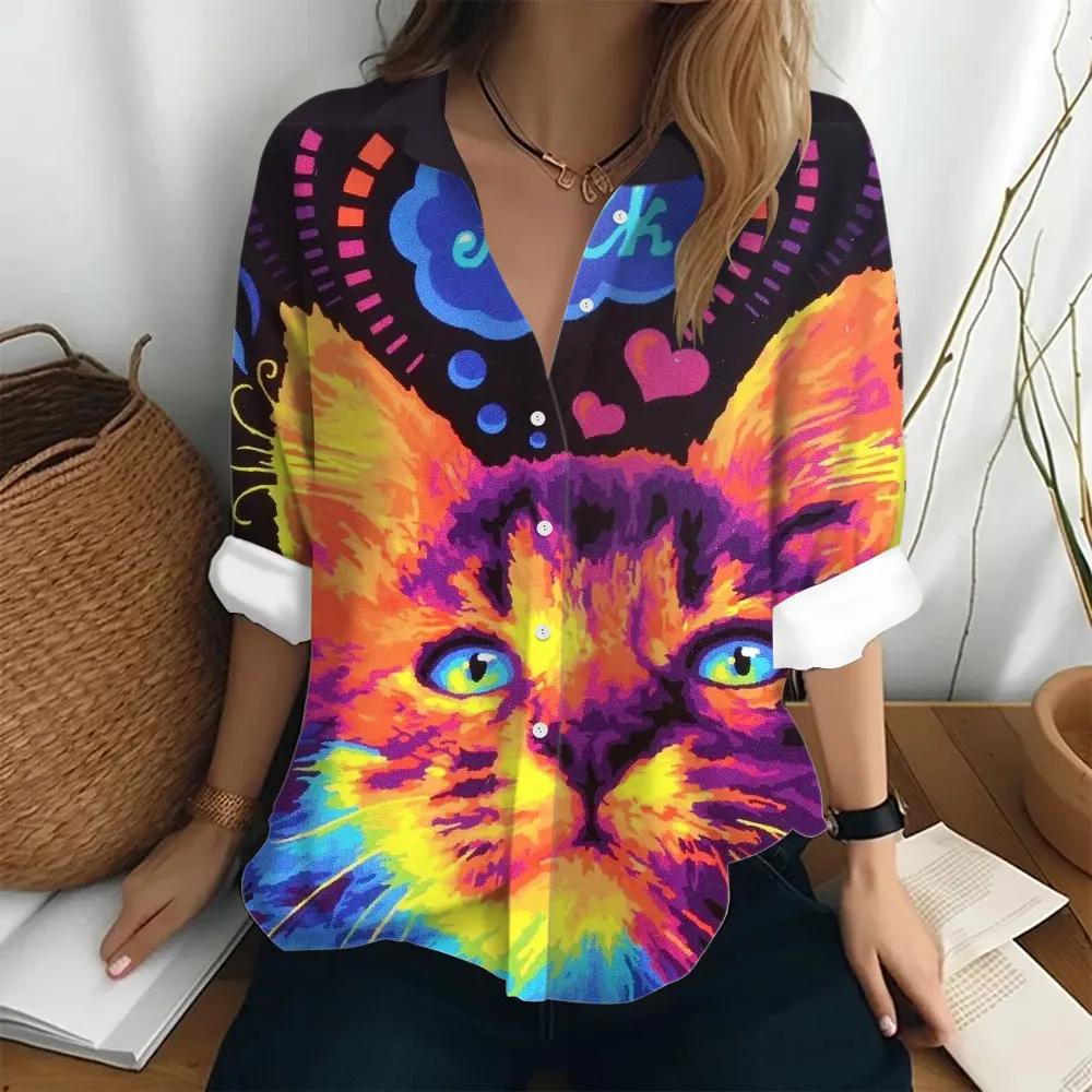 Women's Long Sleeve Shirt Painting Art Print Top Summer Women's Elegant Blouses Women's Fashion Top Loose Commuters Shirts