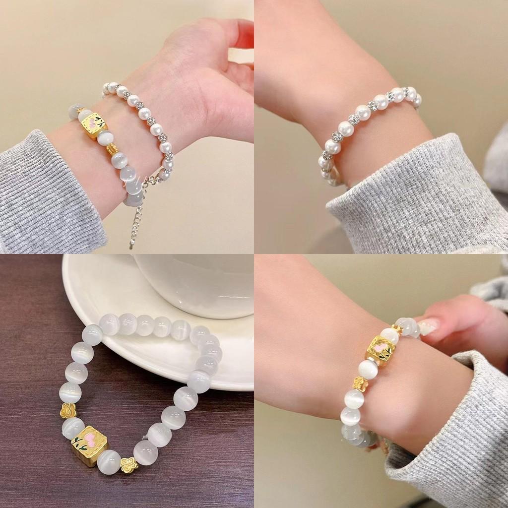 Fashionable Cat's Eye Stone Beaded Bracelet High-end All-match Wrist Accessory