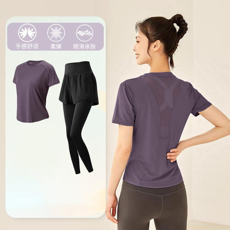 Tennis suit women's short-sleeved training clothes outdoor running quick-drying clothes thin badminton T-shirt fitness clothes
