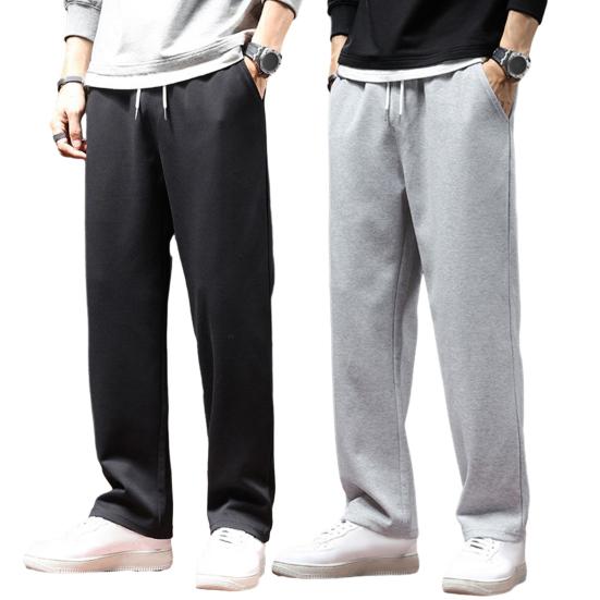 Herbst Casual Männer Jogger Hosen Lose Breite Bein Jogginghose Elastische Taille Kordelzug Taschen Sport Hosen