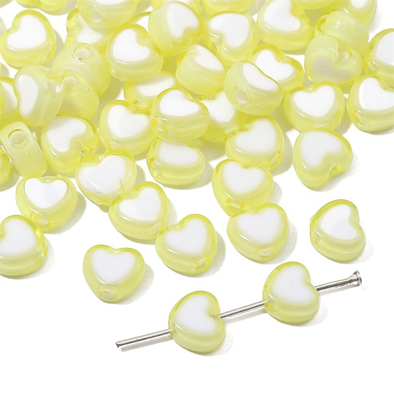 30Pcs Acrylic Heart Shape Beads Loose Spacer Beads for Jewelry Making DIY Bracelets Necklace