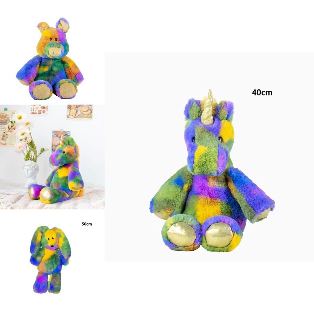 Personalised Rainbow Ombre Bunny Rabbit Teddy Colorful Cute Plush Doll Birthday Gift