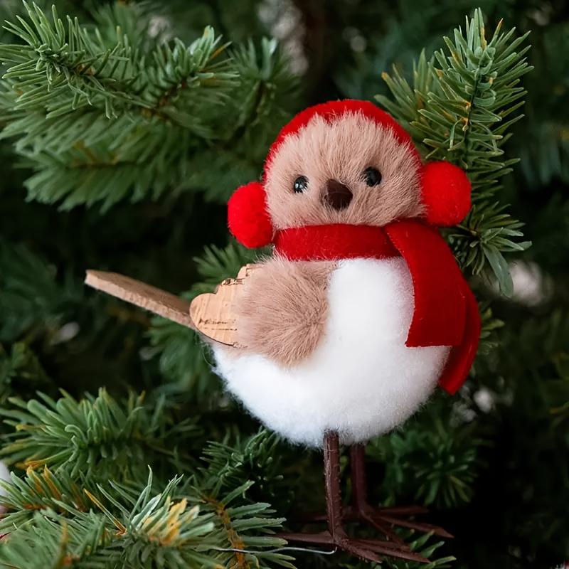 1/3pcs Different Cute Winter Bird Ornaments with Santa Hats Realistic Soft Fabric Decorations,easily Create a Festive Atmosphere