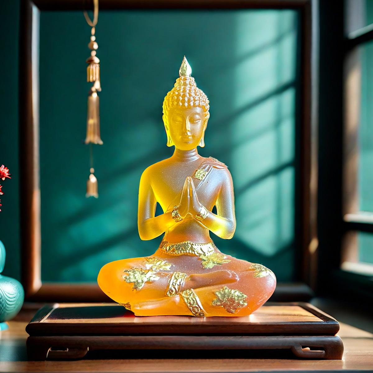 

Authentic Thai Seated Buddha Statue Handcrafted Meditation Pose Sculpture for Home Temple Serene Blessing Decor Spiritual Gift