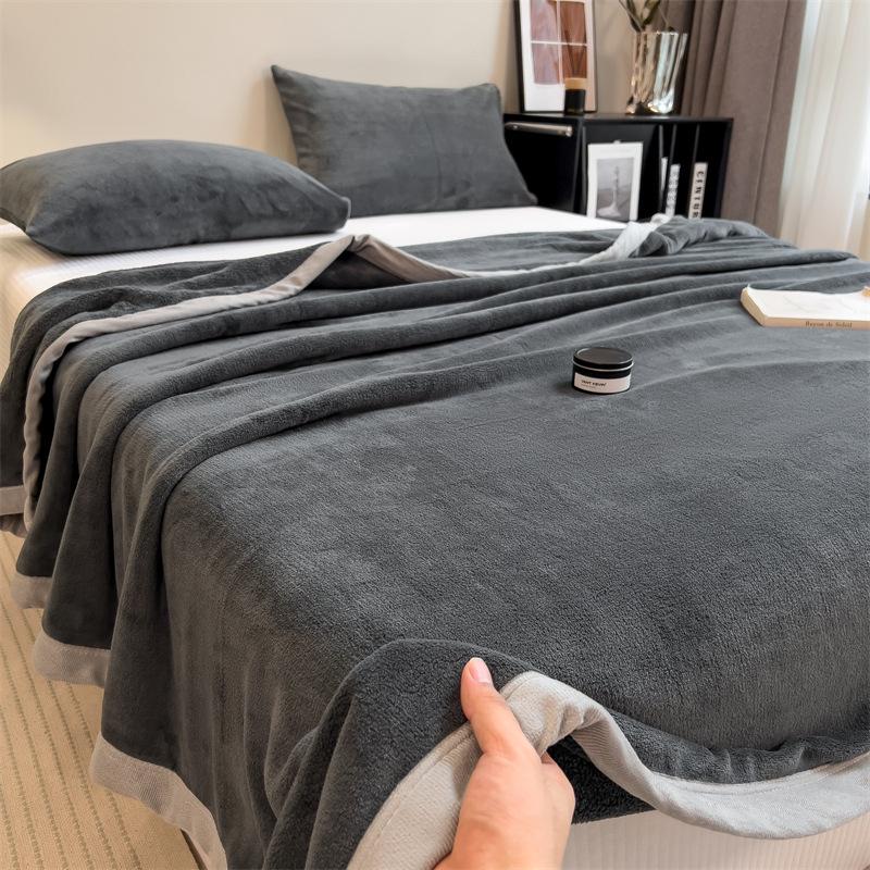 Single Piece Thickened Velvet Flannel Bed Sheet - Warm Autumn/Winter Coral Fleece Duvet Cover & Blanket