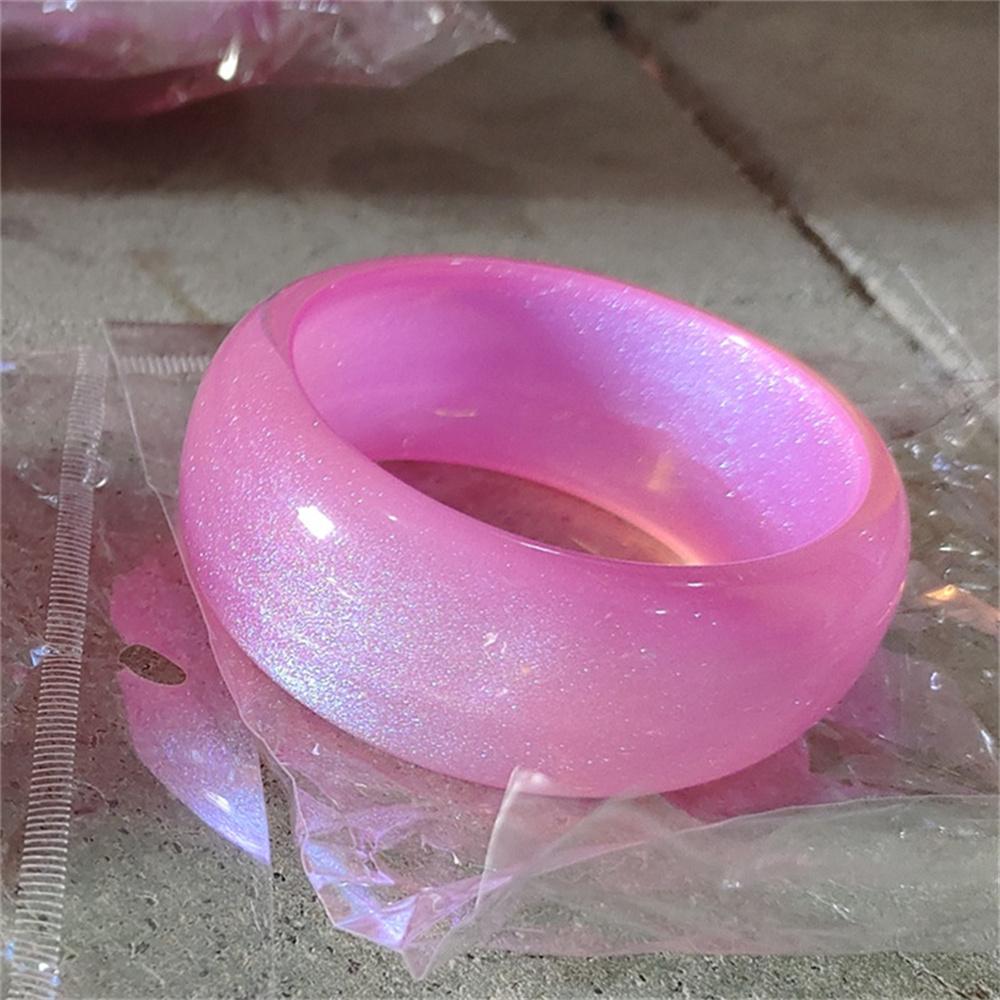 

Round Jelly Colored Shiny New Powder Acrylic Bangle Exquisite Bracelet Simple Geometry Beautiful Wide Face Resin Trend Bracelet 70mm рожевий червоний колір
