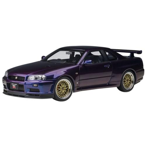 AUTOart 1/18 Scale Nissan Skyline GT-R (R34) V-Spec II BBS LM Wheel Version, Midnight Purple III, Finished Product