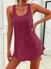 2025 Summer Women's Solid Color U-neck Sleeveless Racerback Camisole Dress – Casual Versatile Short Skirt