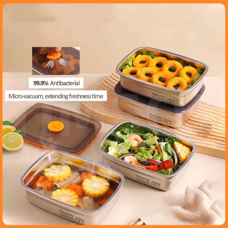 Food Grade Stainless Steel Lunch Box Vacuum Antibacterial Sealed 600/1000/1500ml Leakproof Bento Box for Office Workers