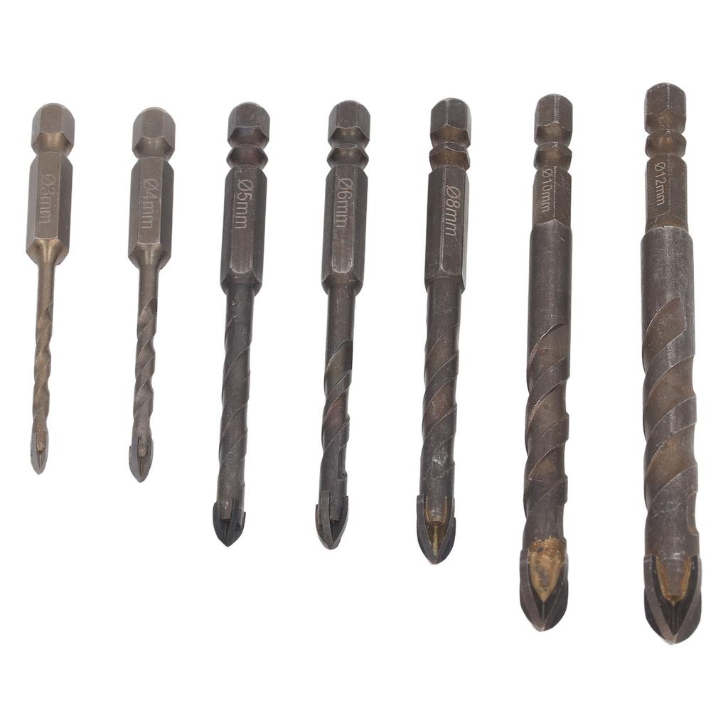 Drill Bit Set Unique Cross Design Cemented Carbide Hex Power Bits for Glass Ceramic Glass Tile Full