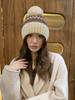 Hairball Loose Knitted Hat Women's Autumn and Winter Ear Protection Warm Cold Hat Cute Thick Wool Hat Winter Big Head Circumference