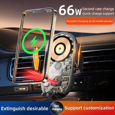 Nuovo telaio di supporto per navigazione magnetica trasparente per veicoli Caricabatterie wireless per auto da 66 W Supporto per telefono per auto con ricarica super veloce
